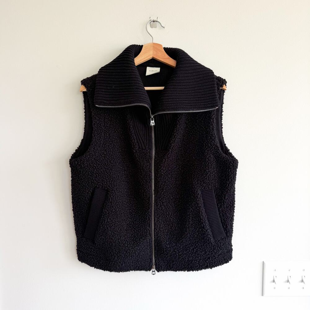 Varley Aspen Gilet Boucle Sherpa Zip Up Vest Black M